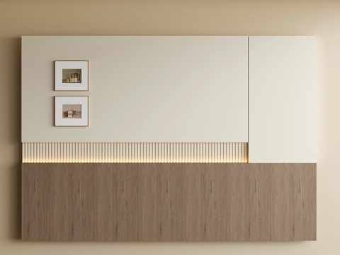 现代床头背景墙 奶油风卧室背景墙3d模型