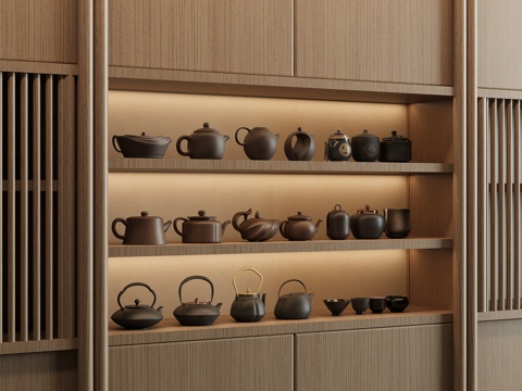  新中式茶壶茶具3d模型 