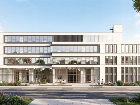  现代工业厂房 现代产业园 多层办公 厂房 产 产业园 办公楼su模型 