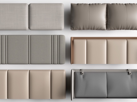  现代榻榻米软包 床头软包 墙面软包 靠背su模型 