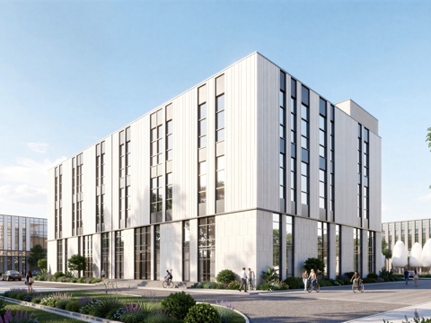  现代工业厂房 现代产业园 多层办公 厂房 产 产业园 办公楼su模型 