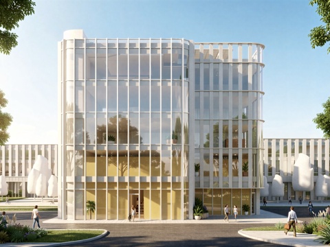  现代工业厂房 现代产业园 多层办公 厂房 产 产业园 办公楼su模型 