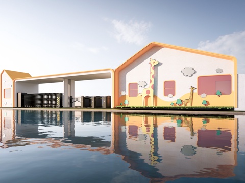 现代幼儿园大门 学校大门 幼儿园入口su模型