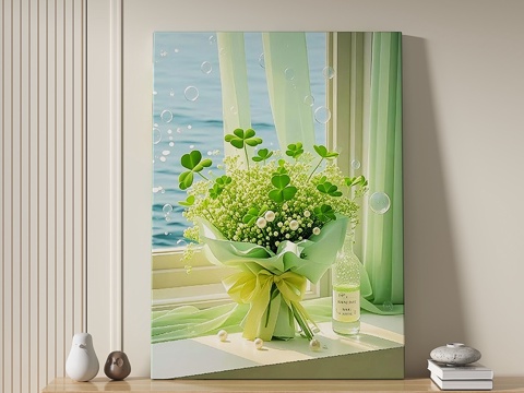  现代，奶油，田园风，装饰画3d模型 