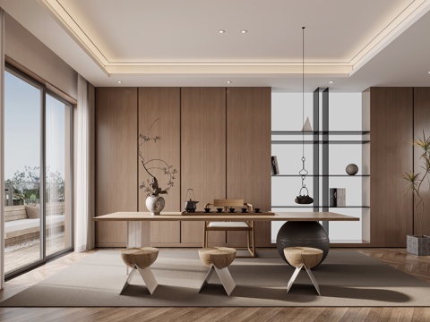  现代书房3d模型 