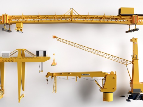 现代起重机 龙门吊 吊车 厂房行车su模型