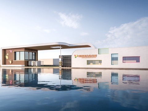 现代幼儿园大门 学校大门 幼儿园入口su模型