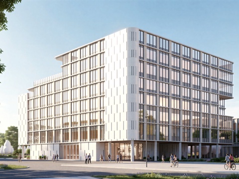  现代工业厂房 现代产业园 多层办公 厂房 产 产业园 办公楼su模型 