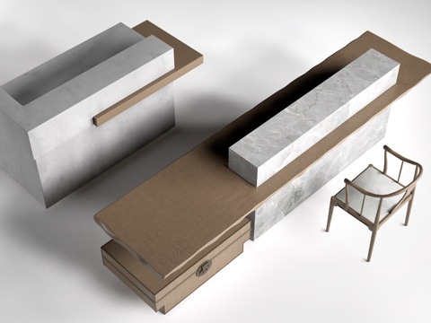 现代收银台 服务台 接待台su模型