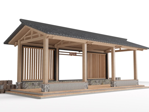 现代休闲凉亭 景观亭 户外休息亭su模型