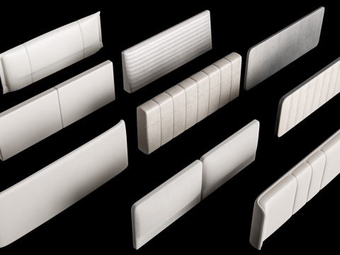  现代榻榻米软包 床头软包 墙面软包 靠背su模型 