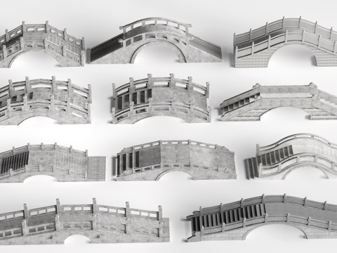 现代石桥 景观桥 公园桥 小桥su模型