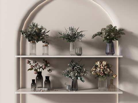  现代花卉摆件组合 花卉花艺 花瓶组合3d模型3d模型 