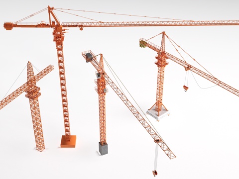 现代塔吊 起重机 工程机械su模型