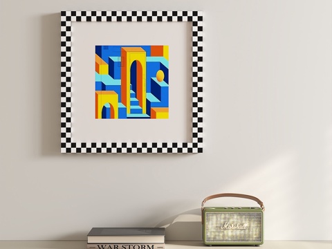  现代，简约，抽象，挂画3d模型 