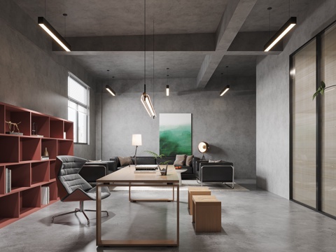  现代办公室3d模型 