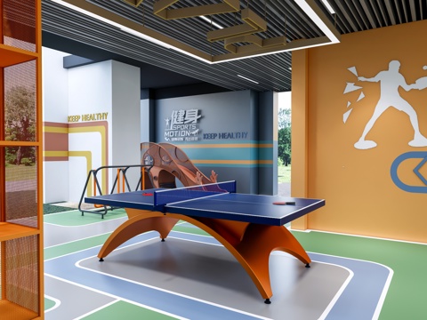  现代小区架空层 架空层健身区 小区休闲区su模型 