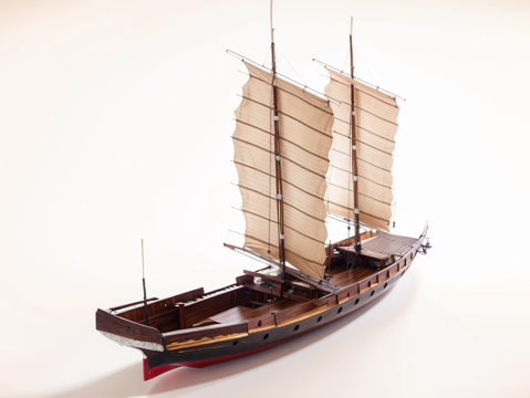  渔船木船su模型 