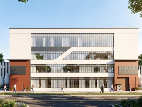  现代工业厂房 现代产业园 多层办公 厂房 产 产业园 办公楼su模型 