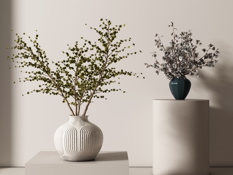 现代花卉摆件组合 花卉花艺 花瓶组合3d模型 
