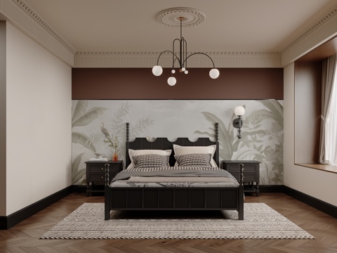  法式复古主卧室3d模型 