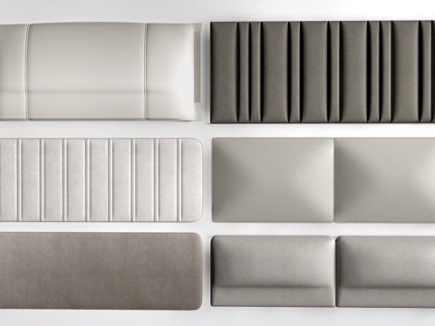  现代榻榻米软包 床头软包 墙面软包 靠背su模型 