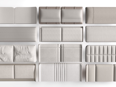  现代榻榻米软包 床头软包 墙面软包 靠背su模型 