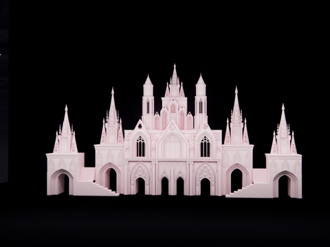 现代极简城堡舞台 su模型su模型