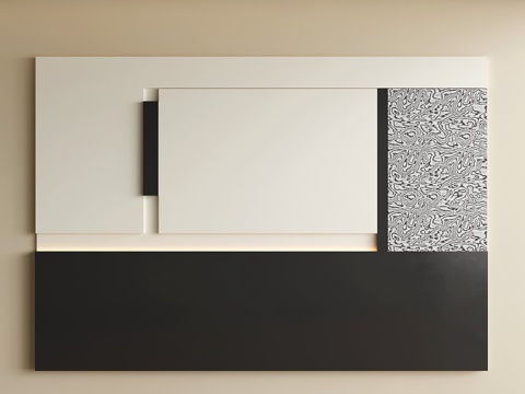 意式床头背景墙 现代卧室背景墙su模型