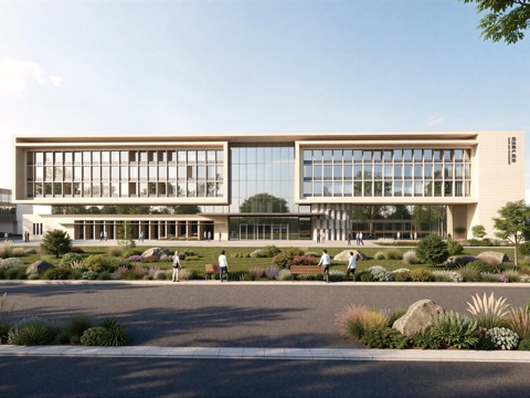  现代工业厂房 现代产业园 多层办公 厂房 产 产业园 办公楼su模型 