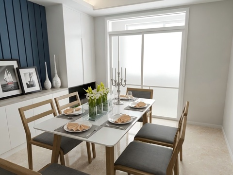 现代餐厅su模型