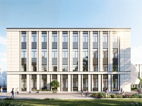  现代工业厂房 现代产业园 多层办公 厂房 产 产业园 办公楼su模型 