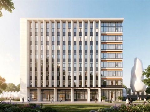  现代工业厂房 现代产业园 多层办公 厂房 产 产业园 办公楼su模型 