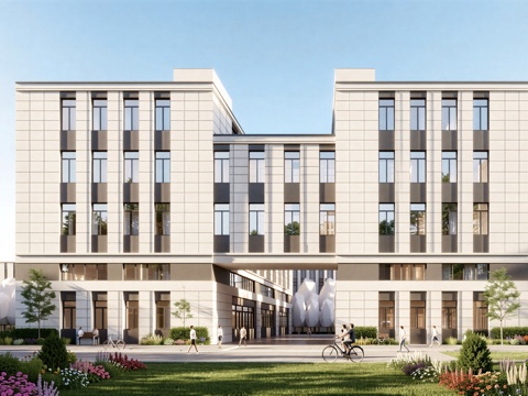  现代工业厂房 现代产业园 多层办公 厂房 产 产业园 办公楼su模型 