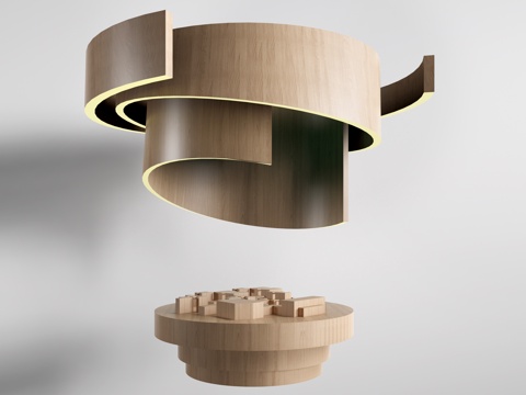 现代圆形展台 科技展台su模型