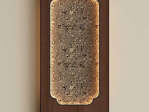 新中式护墙板 实木墙饰板 墙板背景墙su模型