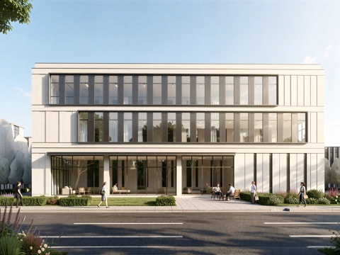  现代工业厂房 现代产业园 多层办公 厂房 产 产业园 办公楼su模型 