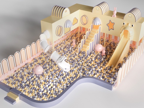 现儿童充气城堡 淘气堡 儿童游乐设施su模型