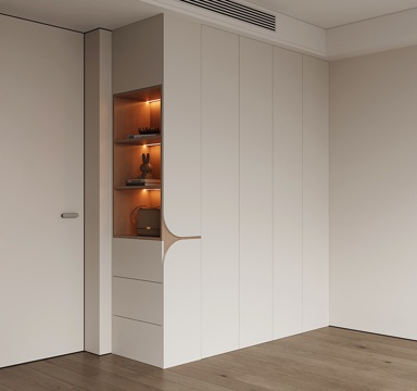  现代定制衣柜 转角开放格衣柜 平开门衣柜su模型 