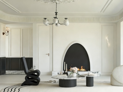  法式背景墙3d模型 