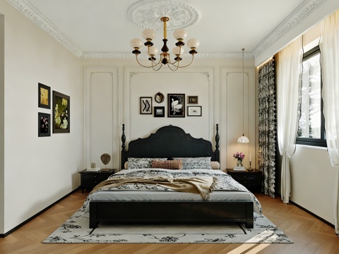  法式复古卧室3d模型 