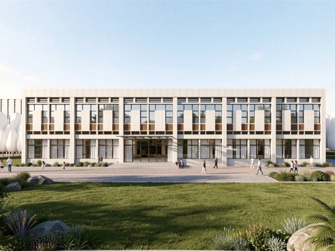  现代工业厂房 现代产业园 多层办公 厂房 产 产业园 办公楼su模型 