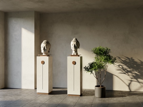 新中式雕塑摆件_佛像雕塑摆件su模型