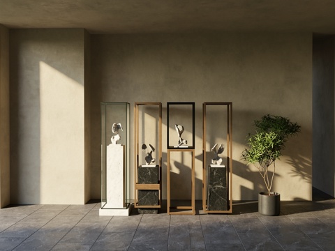 现代  新中式雕塑摆件su模型