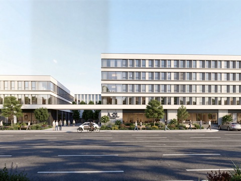  现代工业厂房 现代产业园 多层办公 厂房 产 产业园 办公楼su模型su模型 