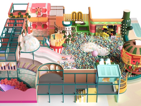 现儿童充气城堡 淘气堡 儿童游乐设施su模型