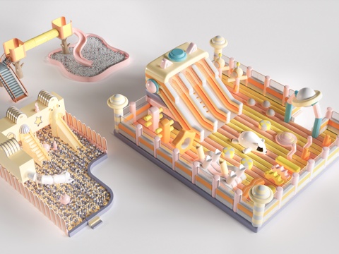 现儿童充气城堡 淘气堡 儿童游乐设施su模型