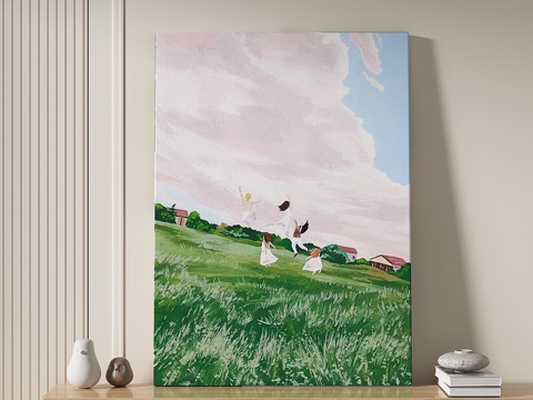  现代，田园风，奶油，抽象，装饰画3d模型 