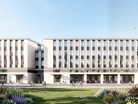  现代工业厂房 现代产业园 多层办公 厂房 产 产业园 办公楼su模型 