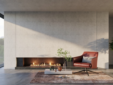 现代简约单人沙发_现代单椅沙发_红色沙发_皮沙发_布艺沙发_su模型